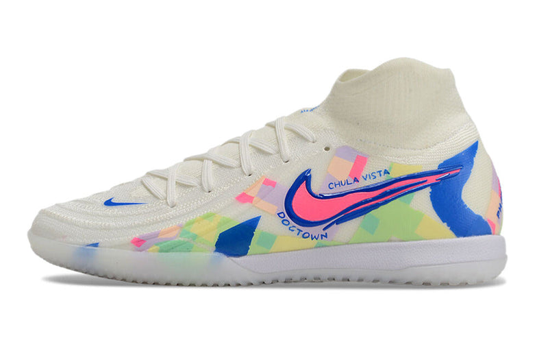 Bota de Fútbol Sala Nike Phantom Luna Elite IC Blanca, Azul e Rosa "Rainbow Pack"