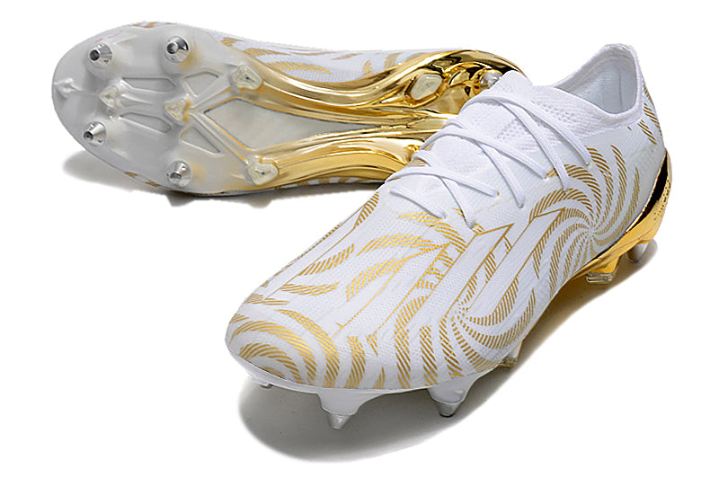 Bota de Fútbol Campo Adidas X Speedportal.1 Ponta de Aluminio Blanca e Dourada "Benzema Balon d'Or"