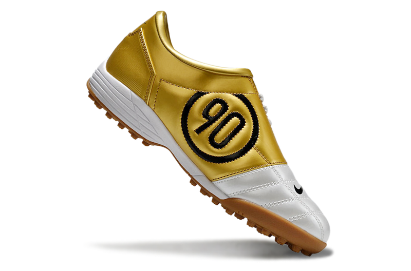 Bota de Fútbol para Césped Artificial Nike Total 90 TF Blanca e Dourada