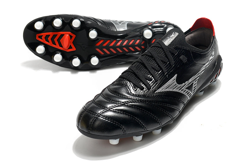 Bota de Fútbol Campo Mizuno Morelia Neo 3 FG Negra e Roja
