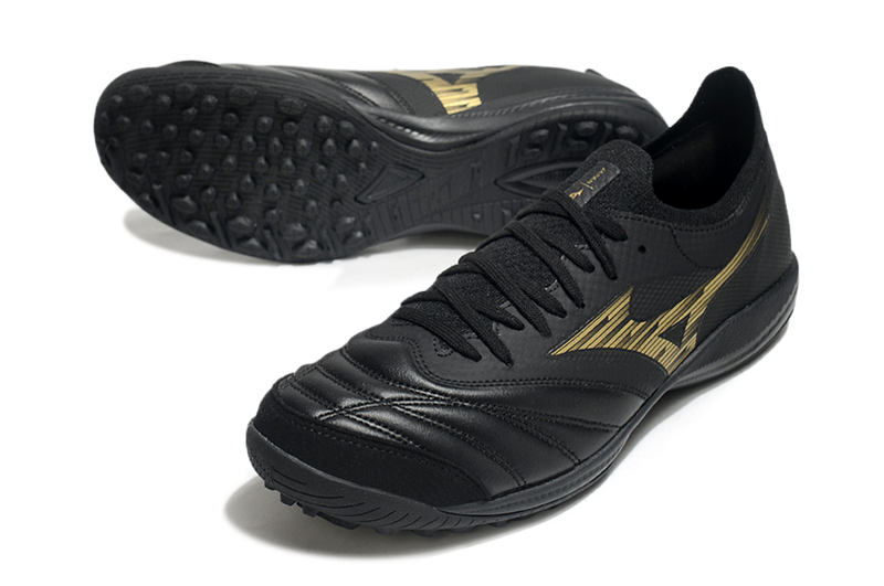 Bota de Fútbol para Césped Artificial Mizuno Morelia Neo Sala TF Negra e Dourada "Aurum Pack"