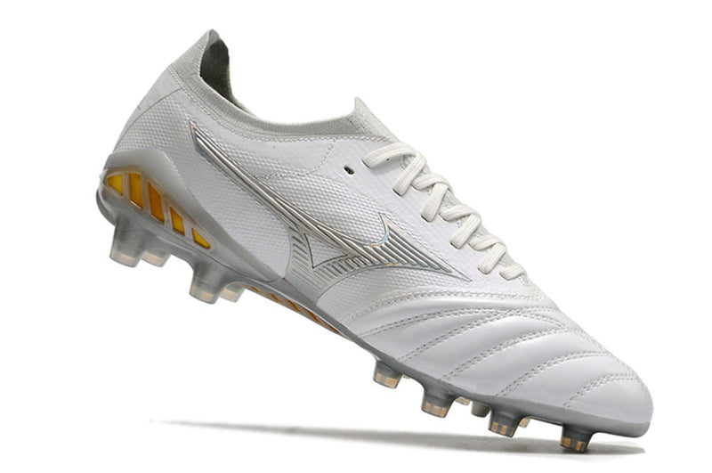 Bota de Fútbol Campo Mizuno Morelia Neo 3 FG Blanca e Prata "Beta Shining"