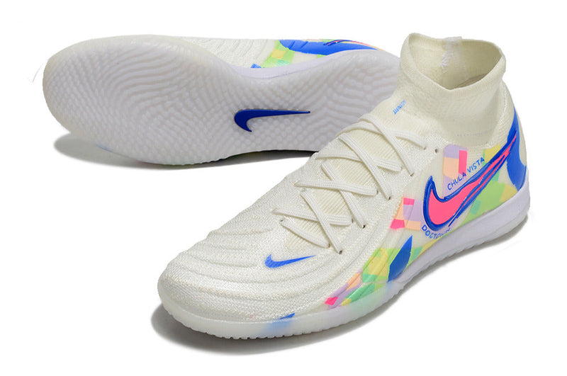 Bota de Fútbol Sala Nike Phantom Luna Elite IC Blanca, Azul e Rosa "Rainbow Pack"