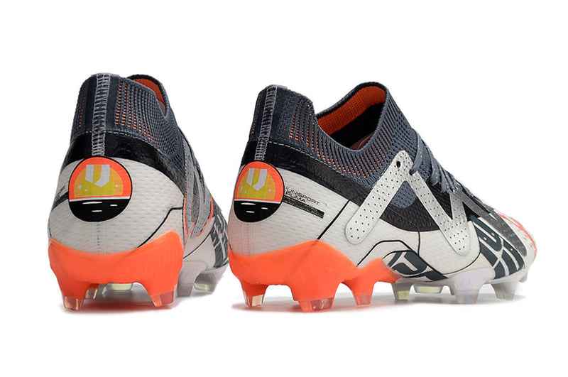 Bota de Fútbol Campo Puma Future Ultimate FG Blanca, Prata e Naranja "Astronaut Pack"