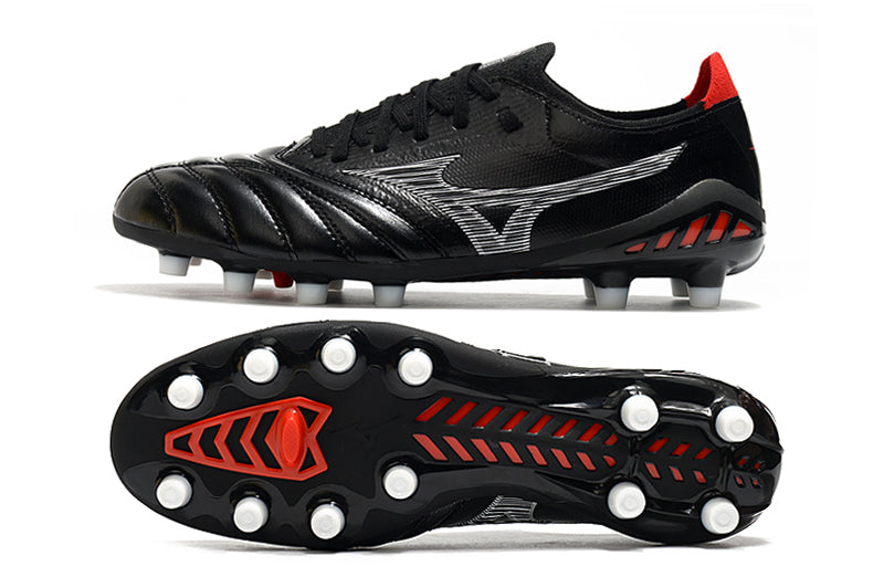 Bota de Fútbol Campo Mizuno Morelia Neo 3 FG Negra e Roja