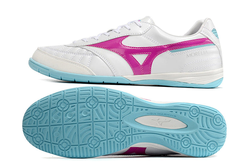 Bota de Fútbol Sala Mizuno Morelia Sala IC Blanca, Rosa e Azul