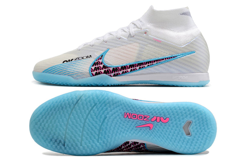 Bota de Fútbol Sala Nike Air Zoom Mercurial Superfly 9 Elite IC Blanca e Azul "Blast Pack"