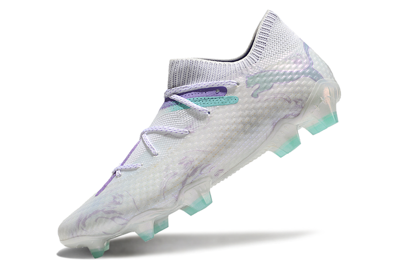 Bota de Fútbol Campo Puma Future 7 FG Blanca, Verde e Morado "Brilliance Pack"