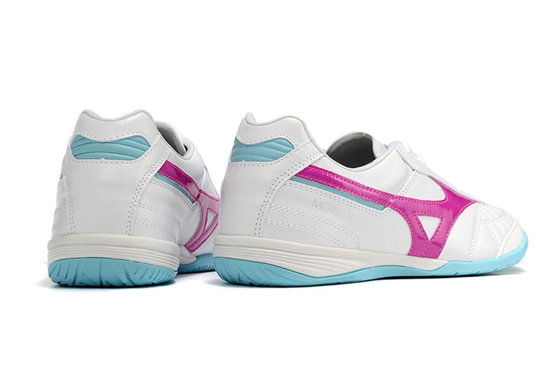 Bota de Fútbol Sala Mizuno Morelia Sala IC Blanca, Rosa e Azul