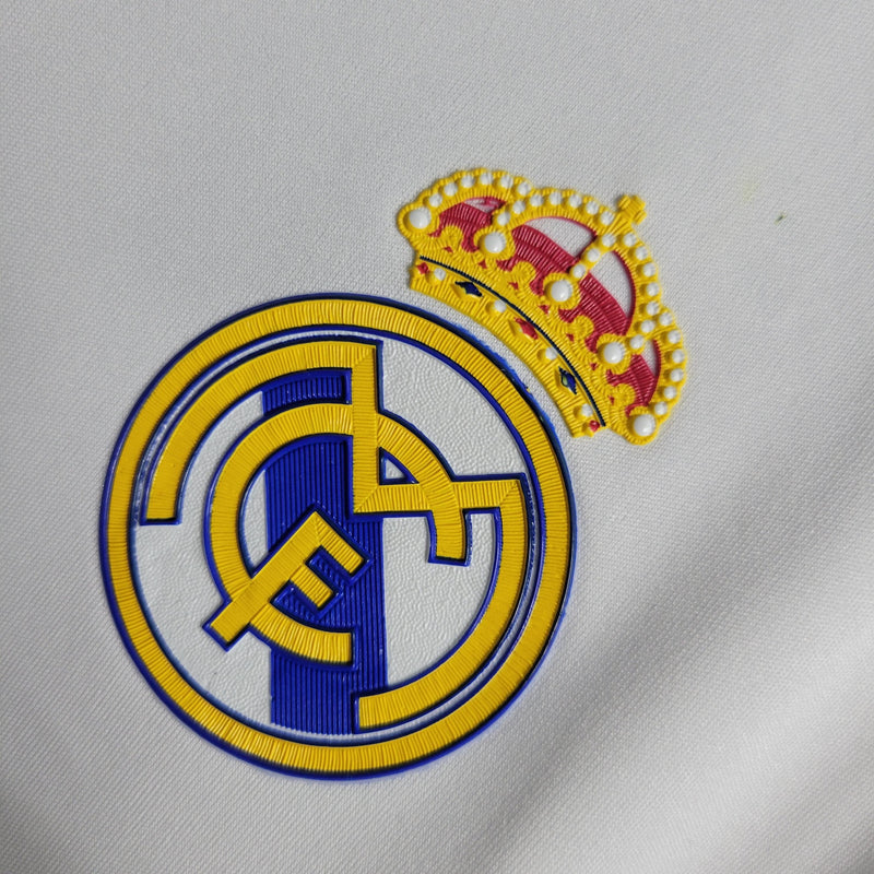 Camiseta Real Madrid Primera Equipación 11/12 Retro - Blanca e Dourada