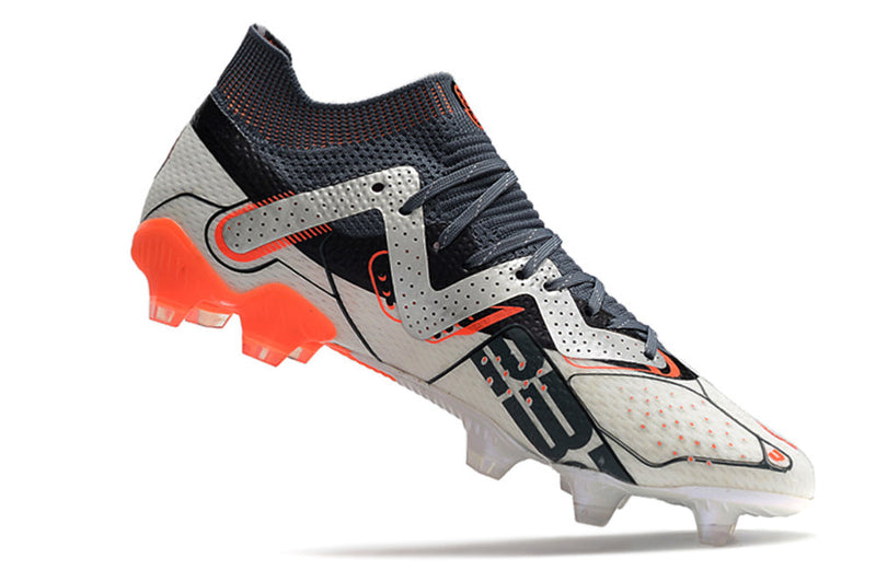 Bota de Fútbol Campo Puma Future Ultimate FG Blanca, Prata e Naranja "Astronaut Pack"