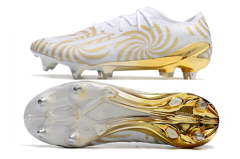 Bota de Fútbol Campo Adidas X Speedportal.1 Ponta de Aluminio Blanca e Dourada "Benzema Balon d'Or"