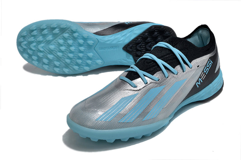 Bota de Fútbol para Césped Artificial Adidas X Crazyfast Messi.1 TF Prata e Azul "Infinito"