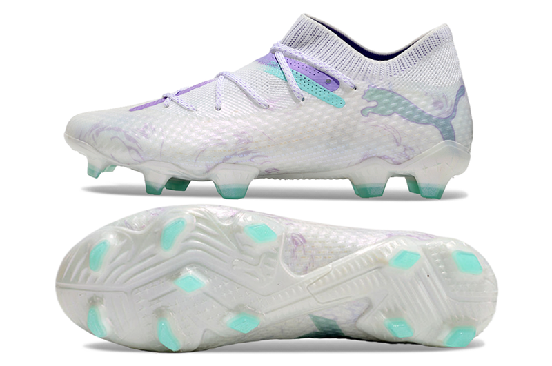 Bota de Fútbol Campo Puma Future 7 FG Blanca, Verde e Morado "Brilliance Pack"