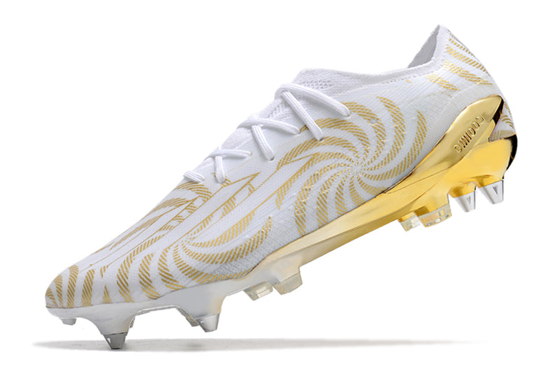 Bota de Fútbol Campo Adidas X Speedportal.1 Ponta de Aluminio Blanca e Dourada "Benzema Balon d'Or"