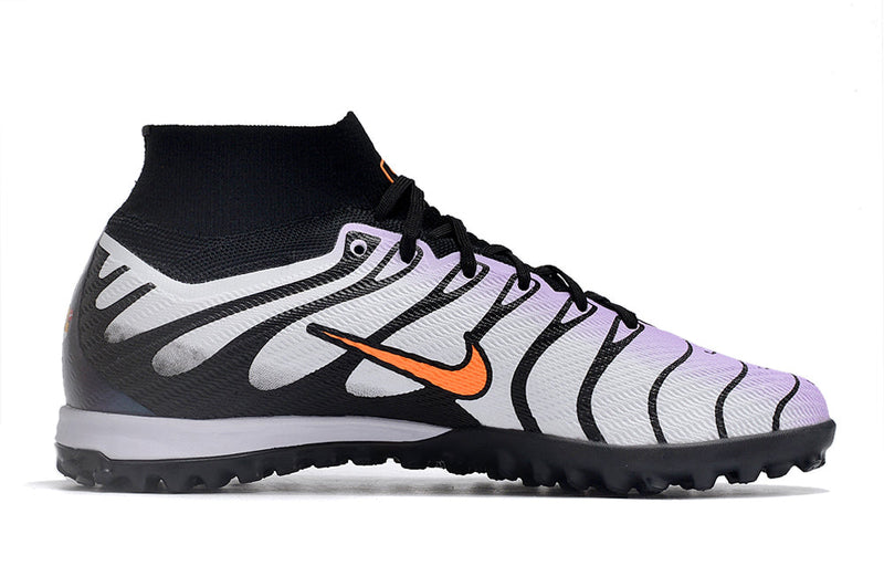 Bota de Fútbol para Césped Artificial Nike Air Zoom Mercurial Superfly 9 Elite TF Blanca, Morada e Negra