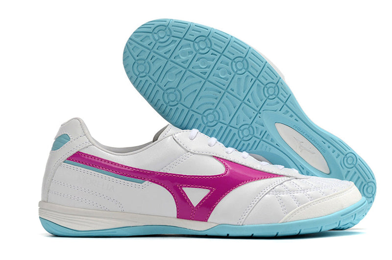 Bota de Fútbol Sala Mizuno Morelia Sala IC Blanca, Rosa e Azul