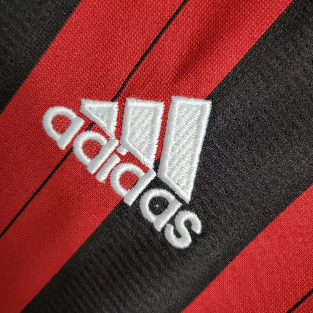 Camiseta Milan Primera Equipación 13/14 Retro Manga Larga - Roja e Negra
