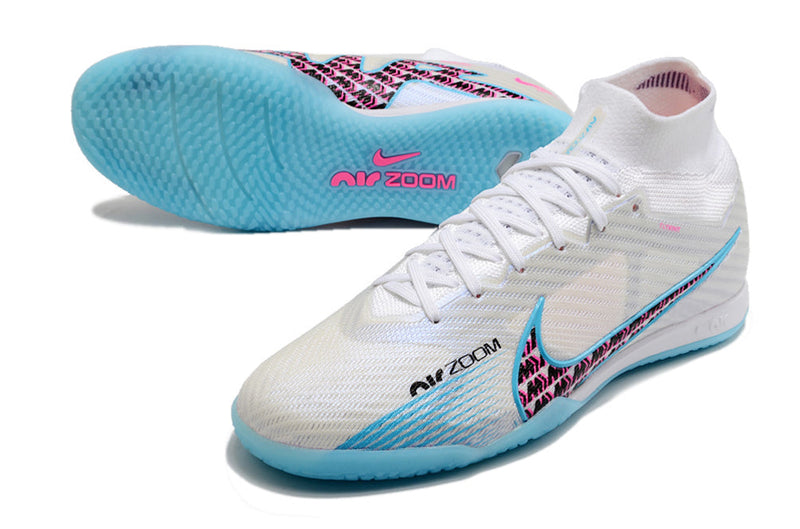 Bota de Fútbol Sala Nike Air Zoom Mercurial Superfly 9 Elite IC Blanca e Azul "Blast Pack"