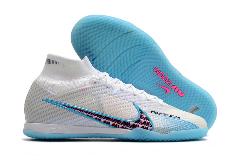 Bota de Fútbol Sala Nike Air Zoom Mercurial Superfly 9 Elite IC Blanca e Azul "Blast Pack"