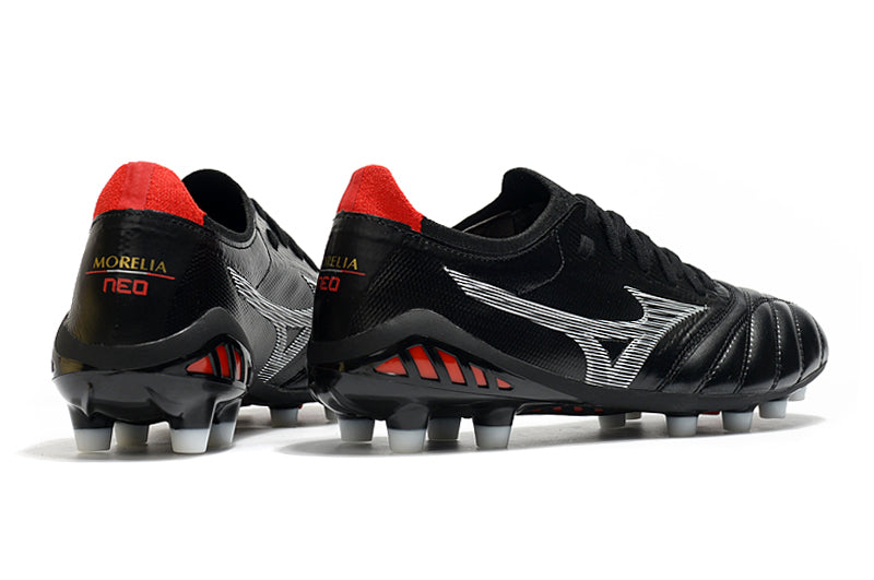 Bota de Fútbol Campo Mizuno Morelia Neo 3 FG Negra e Roja