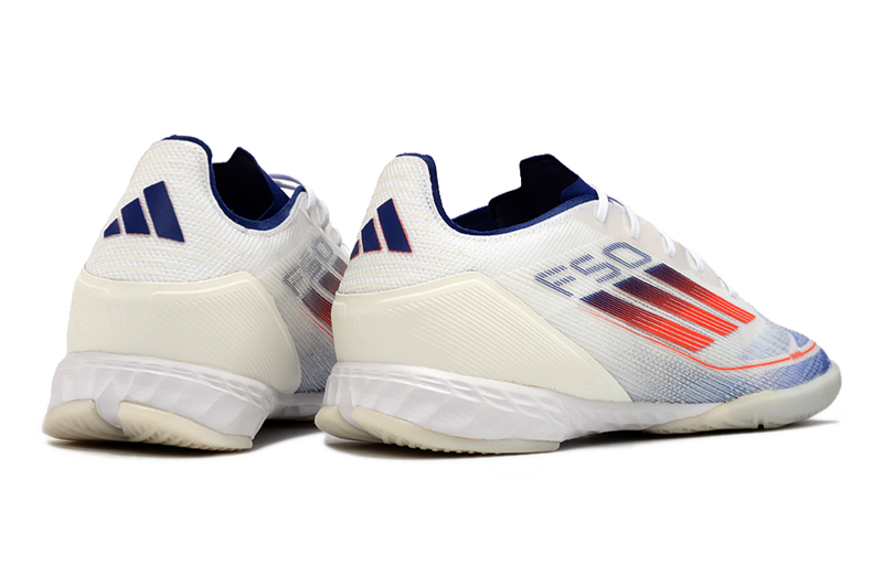 Bota de Fútbol Sala Adidas F50 IC Blanca, Azul e Roja "Advancement Pack"