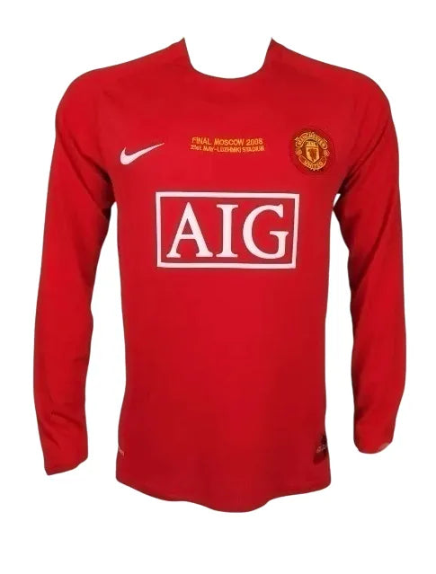 Camiseta Manchester United Primera Equipación 07/08 Retro Manga Larga - Roja