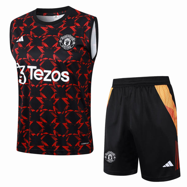 Conjunto Manchester United Entrenamiento Regata 24/25 - Rojo e Negro