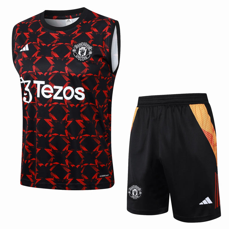 Conjunto Manchester United Entrenamiento Regata 24/25 - Rojo e Negro