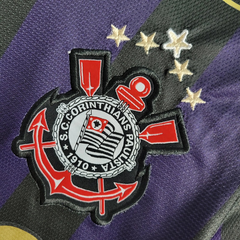 Camiseta Corinthians Segunda Equipación 09/10 Retro - Negra e Morada