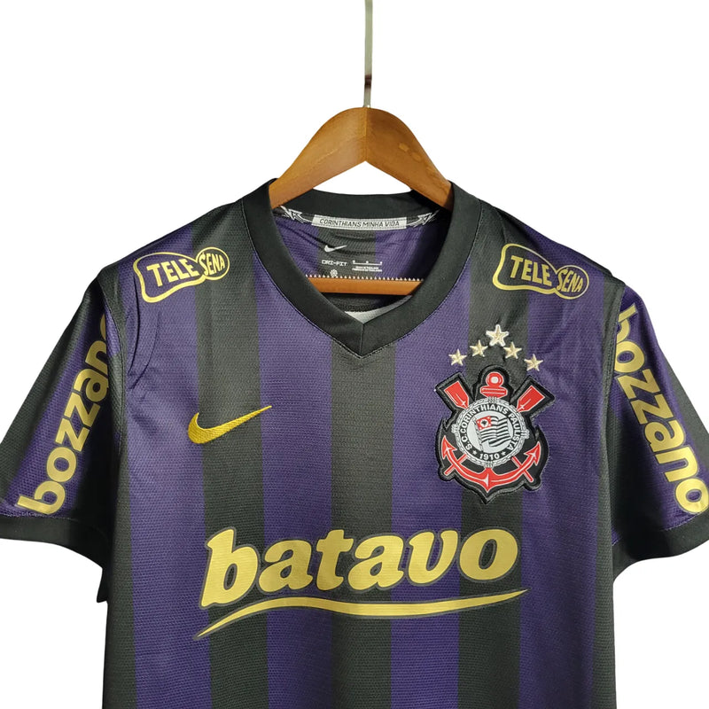 Camiseta Corinthians Segunda Equipación 09/10 Retro - Negra e Morada