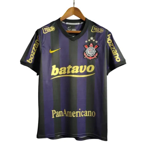 Camiseta Corinthians Segunda Equipación 09/10 Retro - Negra e Morada