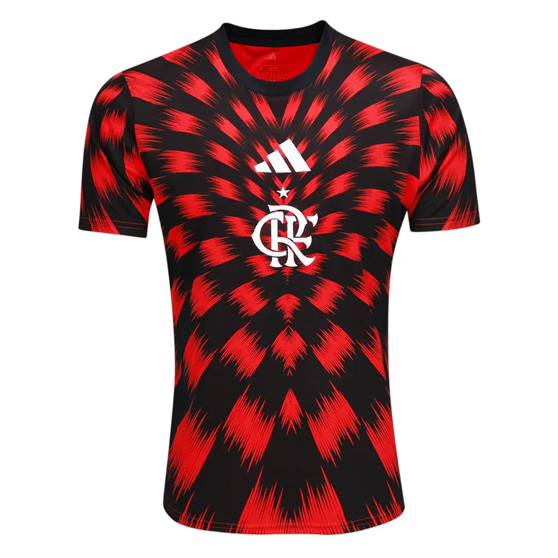 Camiseta Flamengo Pré Jogo 25/26 - Negro e Rojo