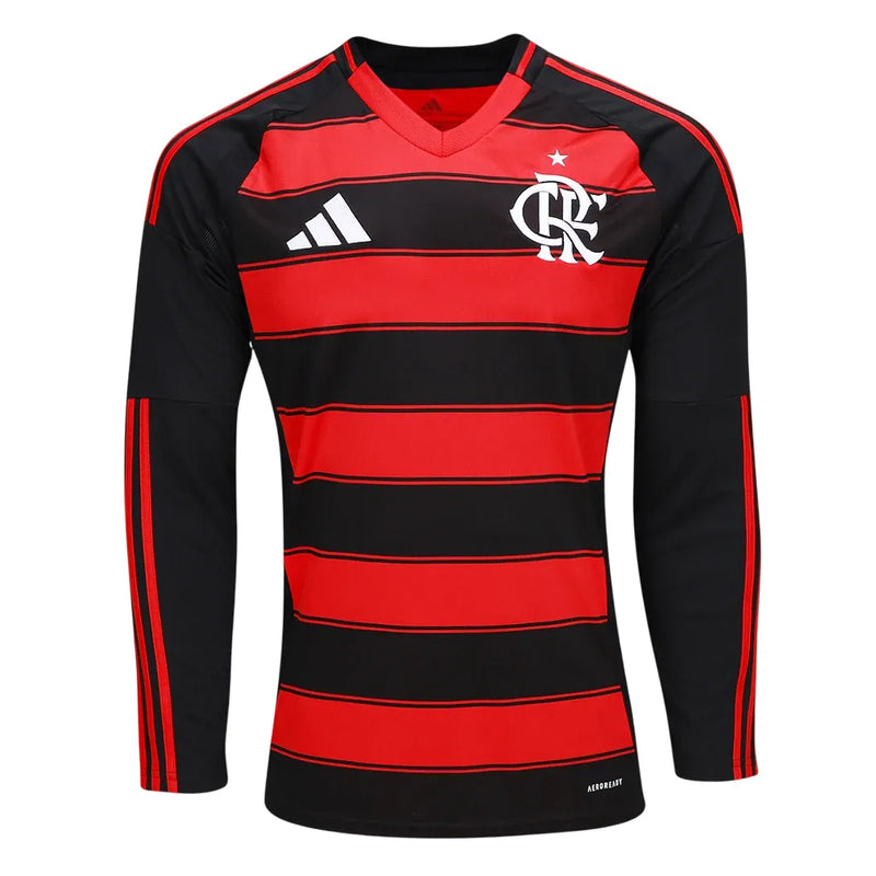 Camiseta Flamengo Primera Equipación 25/26 Manga Larga - Negro e Rojo