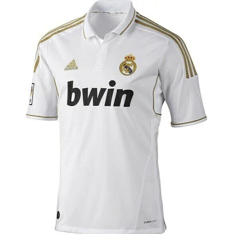 Camiseta Real Madrid Primera Equipación 11/12 Retro - Blanca e Dourada