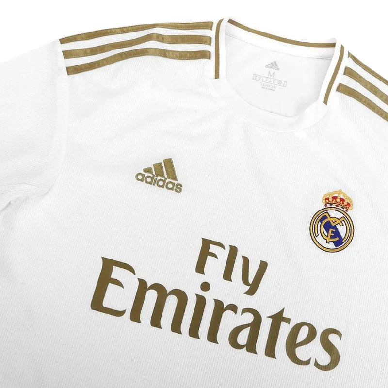 Camiseta Real Madrid Primera Equipación 19/20 Retro - Blanca e Dourada