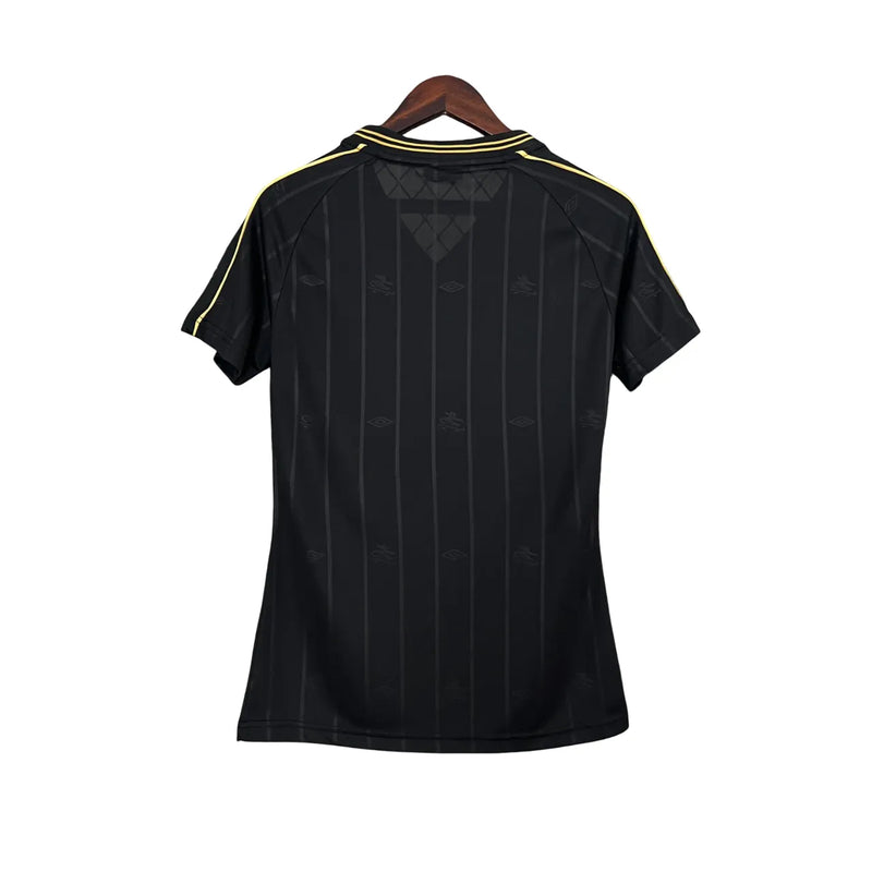 Camiseta Santos Charlie Brown Jr. Mujer 2024 - Negra e Dourada