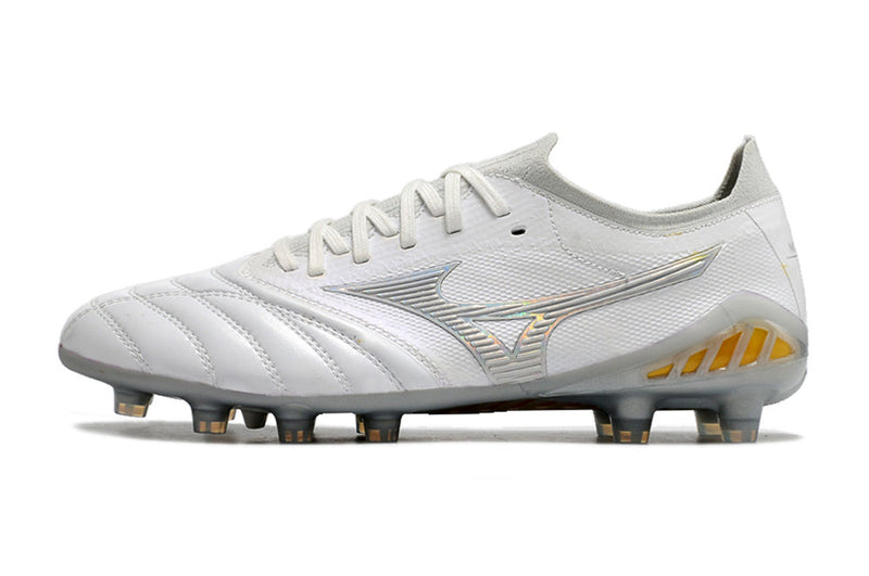 Bota de Fútbol Campo Mizuno Morelia Neo 3 FG Blanca e Prata "Beta Shining"