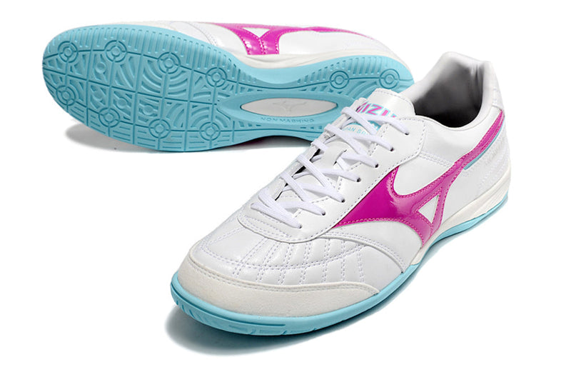 Bota de Fútbol Sala Mizuno Morelia Sala IC Blanca, Rosa e Azul