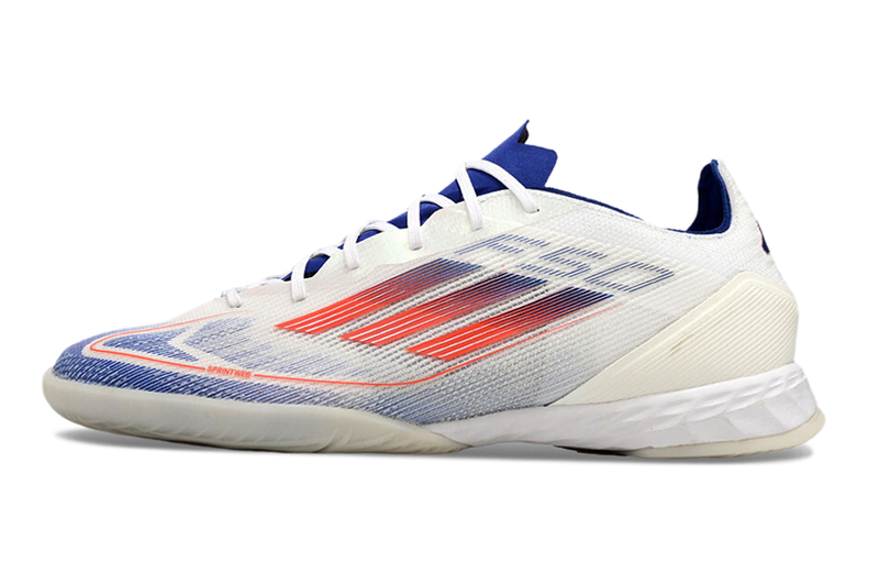 Bota de Fútbol Sala Adidas F50 IC Blanca, Azul e Roja "Advancement Pack"