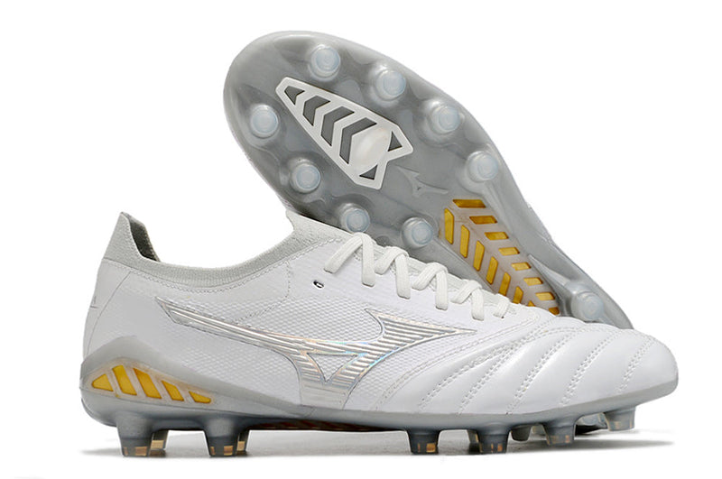 Bota de Fútbol Campo Mizuno Morelia Neo 3 FG Blanca e Prata "Beta Shining"