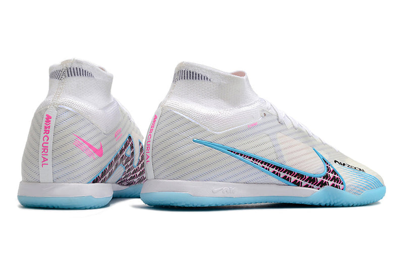 Bota de Fútbol Sala Nike Air Zoom Mercurial Superfly 9 Elite IC Blanca e Azul "Blast Pack"