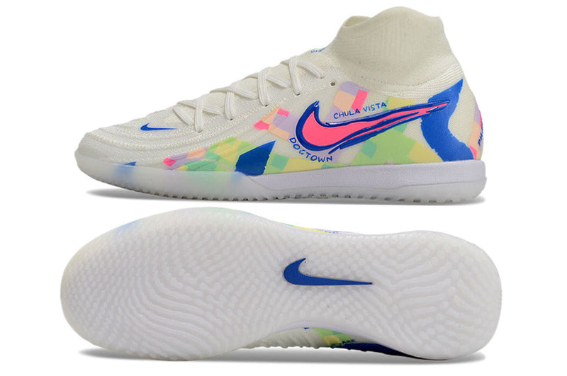 Bota de Fútbol Sala Nike Phantom Luna Elite IC Blanca, Azul e Rosa "Rainbow Pack"