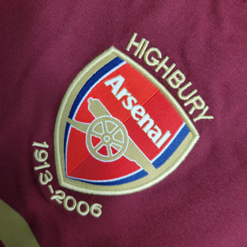 Camiseta Arsenal Primera Equipación 05/06 Retro Manga Larga - Vinho