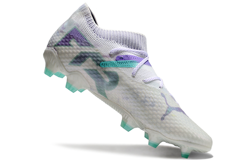 Bota de Fútbol Campo Puma Future 7 FG Blanca, Verde e Morado "Brilliance Pack"