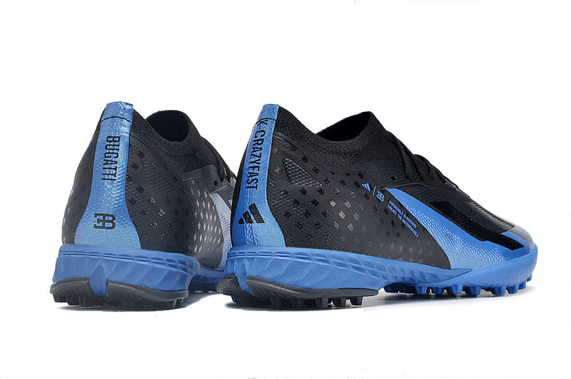 Bota de Fútbol para Césped Artificial Adidas X Crazyfast.1 TF Negra e Azul "Bugatti"