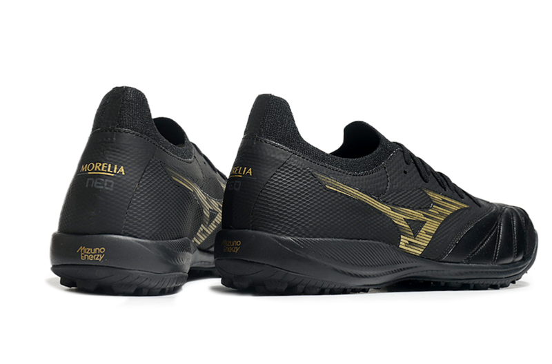 Bota de Fútbol para Césped Artificial Mizuno Morelia Neo Sala TF Negra e Dourada "Aurum Pack"