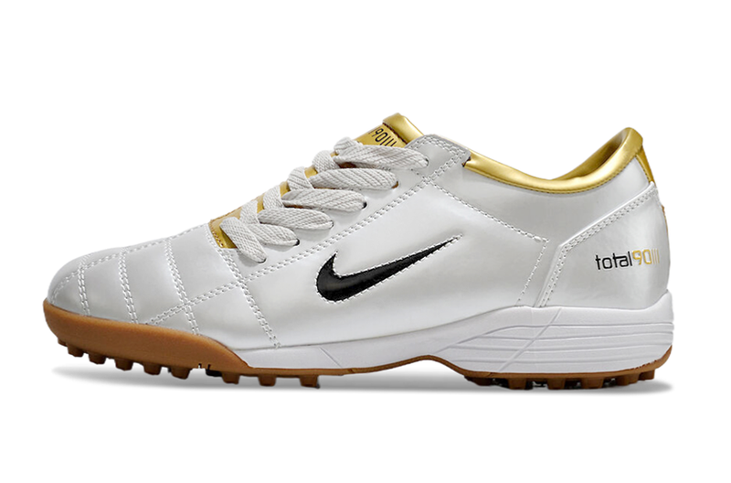 Bota de Fútbol para Césped Artificial Nike Total 90 TF Blanca e Dourada