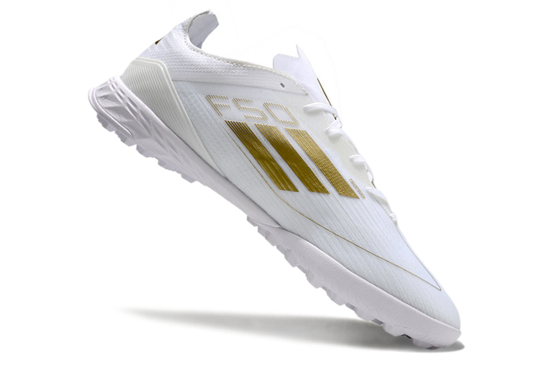 Bota de Fútbol para Césped Artificial Adidas F50 TF Blanca e Dourado "Day Spark Pack"