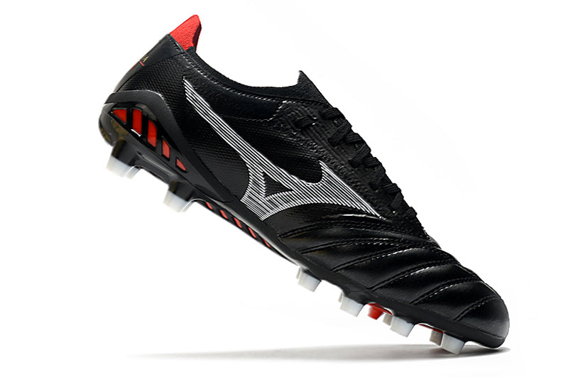 Bota de Fútbol Campo Mizuno Morelia Neo 3 FG Negra e Roja
